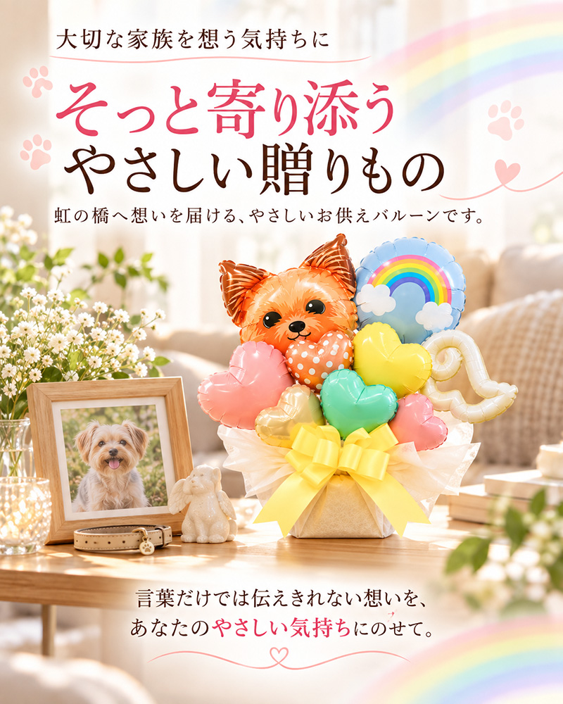 送料無料 犬専用お悔やみ Forever in my heartバルーン アレンジメント 